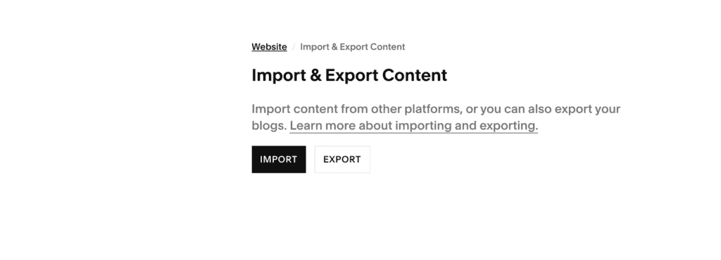 Import files to squarespace
